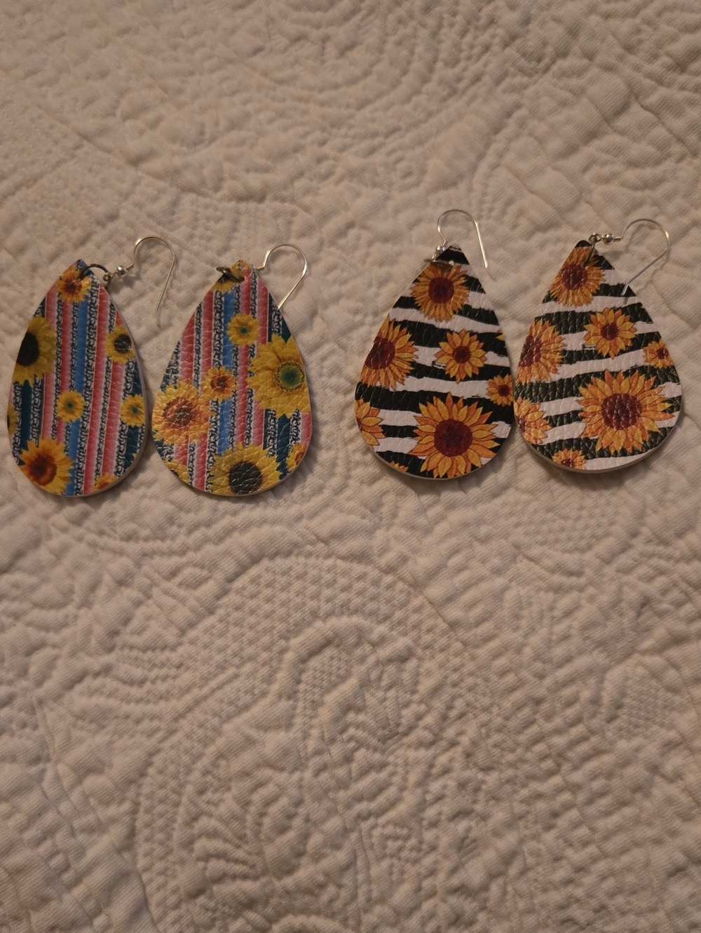 Sunflower Teardrop Dangle Earrings - Yellow Floral Design